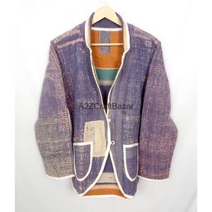 Indian Bohemian <b>Kantha</b> Vintage Breathable Eco-Friendly Knitted Cotton Regular Length Ladies Autumn Winter <b>Jacket</b> - Product Image 5