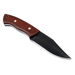 Cuchillo de Caza de Hoja Fija Hecho a Mano de Acero Inoxidable con Acabado Negro y Mango de Madera, OEM Disponible para Camping y Bushcraft - Product Image 1
