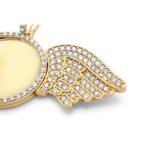 Colgante de Moissanita con Alas, Chapado en Rodio/Plata, Corte Asscher, Engaste de Bisel, Estilo Hiphop, Unisex, Amuleto de Lujo para Aniversario y Uso Diario - Product Image 2