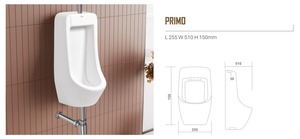 PRIMO URINAL Ceramic Wall-Mounted Portable Oval Shape 255x510x150mm Lightweight Eco-Friendly - Product Image 3