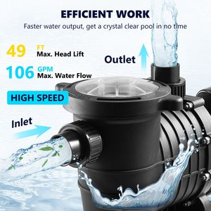 Pompa per Piscina a Doppia Velocità 1.5HP 230V per Piscine Fuori Terra 1100W con Potente Filtro a Cestello Tipo Spa 5400 GP - Product Image 5