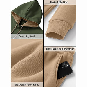 Sweat-shirts à capuche personnalisés pour hommes en molleton 100% coton avec impression en relief, décontractés, chauds pour l'hiver, à séchage rapide, respirants, tissu 350g - Product Image 4