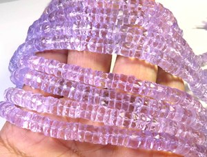 Cuentas de Amatista Rosa Natural Facetadas en Forma de Heishi Brasileño con Orificio Central, Hilo de 16 Pulgadas, 6.5mm, Gemas de Alta Calidad Valley - Product Image 2