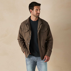 Best Selling Men's Winter <b>Canvas</b> <b>Jacket</b> Front Logo Brown Color Long Sleeve Windbreaker for Adult - Product Image 4