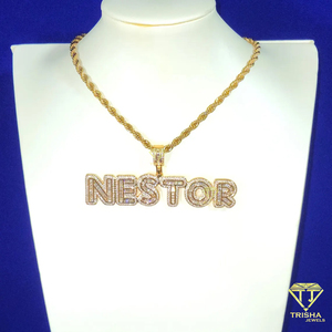 Collier chaîne Hip Hop avec pendentif Jay, entièrement serti de pierres, bijoux de mode, pendentif Jay bling, chaîne Hip Hop dorée, bijoux en moissanite - Product Image 5