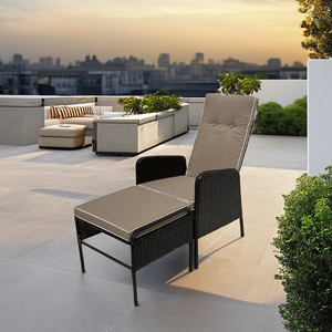 Silla de salón reclinable moderna de acero de mimbre/ratán de Color personalizado ajustable CR00041 cojín otomano para dormitorio y sala de estar - Product Image 3