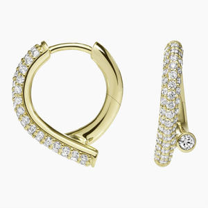 Pendientes de aro cruzados con diamantes de triple fila engastados en pavé - Product Image 1