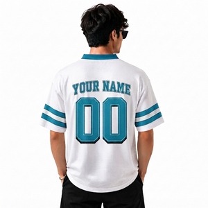Camiseta de Fútbol Americano Sublimada Personalizada con Marca, 100% Poliéster, Secado Rápido, Cuello de Malla Blanca, Manga Corta para Hombre - Product Image 1