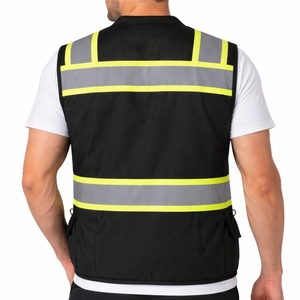 เสื้อกั๊กนิรภัยสะท้อนแสงสีดำสำหรับผู้ชาย มีหลายกระเป๋า ทนทาน ใช้งานได้จริง สวมใส่สบาย มืออาชีพ เชื่อถือได้ ป้องกันได้ดี - Product Image 2