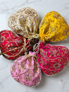 Indian Ethnic Zari Embroidered <b>Wedding</b> Return Gift Pouch Festive Handbag potli <b>Bags</b> - Product Image 2