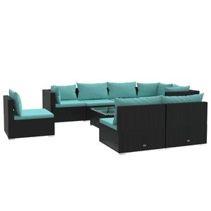 Set Lounge da Giardino Nero e Blu Acqua - Product Image 2