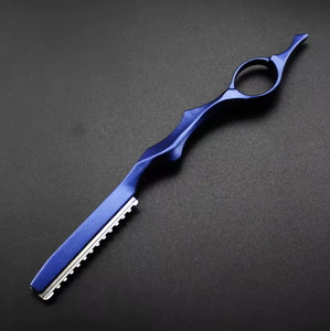 Hair Cutter Metal Single <b>Edge</b> Blade Straight Carbon Steel Safety Razor with <b>Rubber</b> Handle Right-Handed for Hair Thinning - Product Image 4