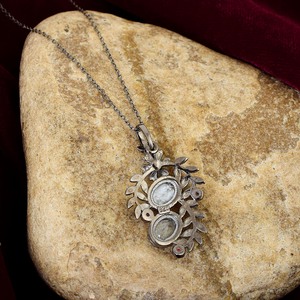 Nuevo Collar con Colgante de Hoja de Plata de Ley 925 Chapado en Oro con Gema de Amatista y Topacio Azul, Engaste de Bisel y Diseño de Planta - Product Image 5