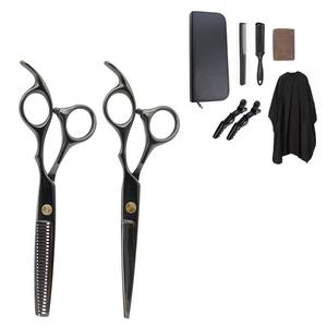 Ensemble de ciseaux professionnels pour la retouche des cheveux avec pointe arrondie, lames en acier inoxydable 4Cr13, 28 dents, pour droitiers, manche court, usage en salon - Product Image 1