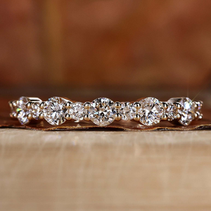 Round Diamond Eternity Band Wedding <b>Ring</b> Half Eternity <b>Stacking</b> <b>Ring</b> Dainty Diamond Band for Women - Product Image 1