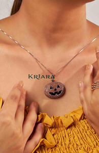 Pendentif citrouille en argent 925 avec strass orange, charme mignon d'Halloween pour fête, bijoux unisexes - Product Image 3