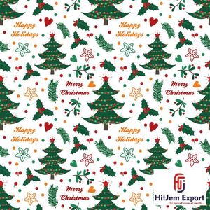 Tela de Poliéster y Algodón Estampada con Diseños Florales Navideños, Tejido Transpirable para Ropa Festiva y Deportiva, Fabricante OEM ODM - Product Image 2
