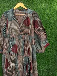 Hand Block Printed Cotton Gauze Midi Dress: Plus Size <b>Summer</b> Wrap - Product Image 2