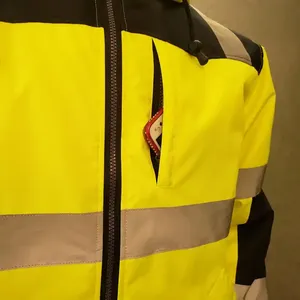 Veste d'hiver décontractée pour homme, jaune, design personnalisé, vêtements de travail réfléchissants, vente chaude, uniforme de garde de sécurité, deux poches zippées, grande taille - Product Image 6