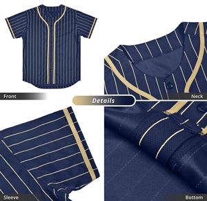 Maillot de baseball professionnel personnalisé, brodé, entièrement boutonné, uniforme d'équipe, vêtements de baseball personnalisés pour hommes et jeunes - Product Image 4