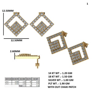 Rose Gold Moissanite <b>Stud</b> Earrings 925 Sterling <b>Silver</b> Rhodium Plated Diamond Studded Square Ear Jewelry for Party - Product Image 5