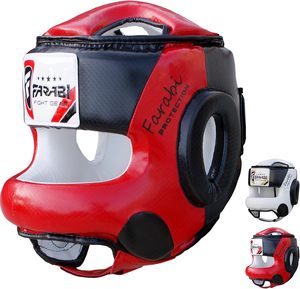 Casque de boxe complet Farabi Red, protection intégrale du visage, réglable, respirant, en cuir PU, pour entraînement MMA et kickboxing. - Product Image 1