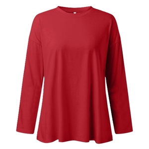 T-shirt pour femmes grande taille de haute qualité, manches longues, respirant, 100% coton, vêtements décontractés pour femmes, logo personnalisé - Product Image 2