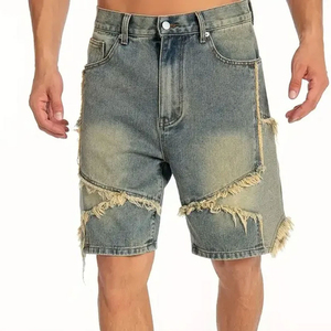 Pantalones Cortos de Jean Vaqueros Casuales de Verano con Cremallera y Lavado Ácido para Hombre, Diseño Sólido, Bordado Desgastado, Última Colección, Venta al por Mayor - Product Image 3