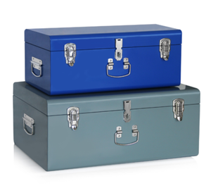 Metal Storage Trunk <b>Box</b> Rectangular Green With Handles Stacking Design For Sundries Home Decor Storage <b>box</b> - Product Image 5