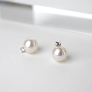 ต่างหูมุกน้ำจืดสีขาวคุณภาพสูง 7-9 มม. ดีไซน์อเนกประสงค์ เงินแท้ 925 สไตล์ราชินี รูปทรงกลม - Product Image 1
