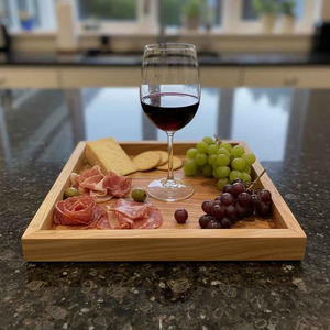 Premium Solid Olive Wood Serving Tray Handmade Square Wooden Food Serving Tray Decorative Coffee Tea Snack <b>Breakfast</b> Tray - Product Image 5