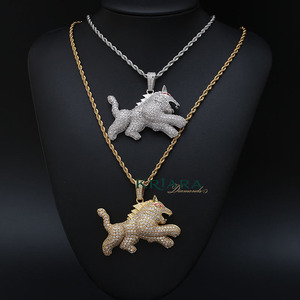 Pendentif Lion en Argent 925 Rhodié et Plaqué Or 18K avec Moissanite, Breloque Unisexe Thème Animal Hiphop pour Usage Quotidien - Product Image 5