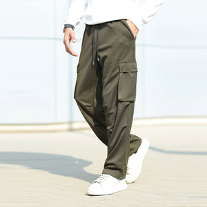 <b>Men's</b> Olive <b>Green</b> <b>Cargo</b> <b>Pants</b> Elastic Waist Drawstring Multiple Pockets Casual Joggers Autumn Wear Midweight Polyester Trousers - Product Image 5