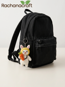 Handmade Needle Felted Wool Bunny Keychain | Cute Carrot Rabbit <b>Bag</b> <b>Charm</b> | Custom Woolen Animal Keychain for Gift & Promotion - Product Image 3