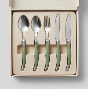 Juego de Cubiertos Vintage con Mango de Resina Verde, Cubiertos de Acero Inoxidable Aptos para Lavavajillas, Vajilla para Bodas - Product Image 6