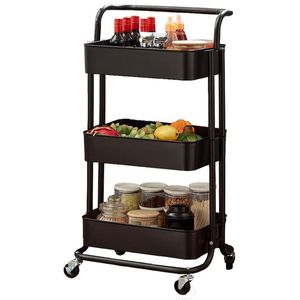 Compact Kitchen Metal Trolley With <b>Wheels</b> For <b>Small</b> Apartment Pantry Storage And Daily Essentials Organization - Product Image 1