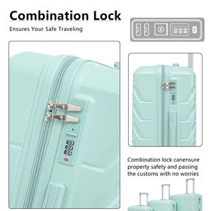 3-In-1 Lightweight Aluminum Trolley <b>Box</b> <b>Set</b> 20 24 28 Inch Modern Luxury Mint Green - Product Image 3