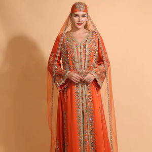 Nouvelle collection de robes kaftan brodées à la main et ornées de perles, vêtements islamiques élégants pour les mariages et les fêtes, respirants et confortables - Product Image 1