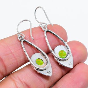 COPPER GREEN TURQUOISE <b>Silver</b> Plated Brass <b>Dangle</b> <b>EARRING</b> - Product Image 4