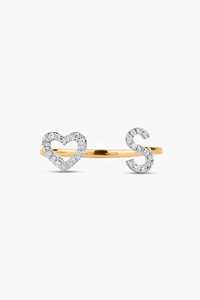 Heart And Initial Open Minimalist Unique Stackable <b>Rings</b> Custom <b>Name</b> Birthday Gift Manufacturer 10k 14k 18k Solid Gold Wholesale - Product Image 5