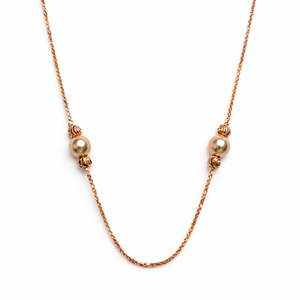 Elegante Collar Revalia VMG3 con Cadena de Caja Chapada en Oro de 18K y Perlas Blancas, Joyería Certificada para Uso Diario, Regalo para Mujer - Product Image 1