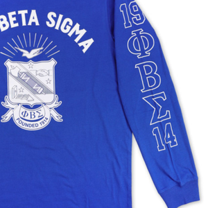 T-shirt à manches longues bleu roi Phi Beta Sigma avec emblème grec en coton pour homme, décontracté, pour la vie quotidienne - Product Image 4
