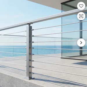 Rampe de balcon moderne en acier inoxydable avec câbles horizontaux et poteaux carrés pour la sécurité et la protection des terrasses et de la balustrade - Product Image 3