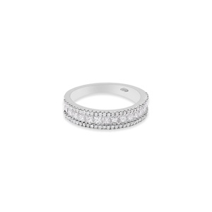 Bague en or blanc 18 carats avec diamant, sertissage clos classique IGI, faite à la main, alliances et bagues de soirée pour elle - Vente en gros garantie - Product Image 1