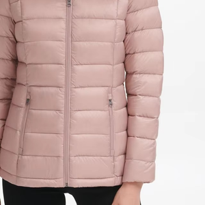 Women Packable Hooded Puffer Jacket Lightweight Quilted Down Jacket Slim Fit <b>Travel</b> Puffer <b>Coat</b> OEM Custom Pink - Product Image 3