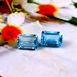 Topacio Azul Cielo Natural 6x8mm Corte Octogonal Facetado Calibrado Piedra Preciosa Suelta Certificada para Joyería Proveedor Mayorista - Product Image 3