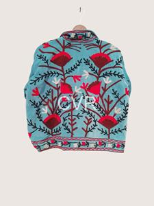 Abrigo con cuello mandarín floral bordado a mano, ropa exterior informal de algodón de manga larga, estilo primavera para mujer adulta - Product Image 4