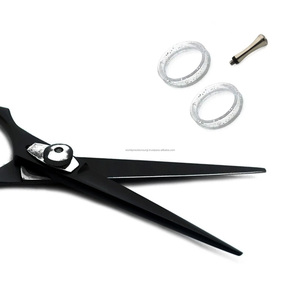 Ciseaux de coiffure professionnels pour barbier, en acier inoxydable noir, lame tranchante, manche long, pour droitiers, salon de coiffure - Product Image 5