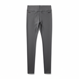 Leggings gris unis essentiels à taille haute et élastique – Pantalon de yoga de compression premium en Spandex/Polyester, poids du tissu 180g - Product Image 1