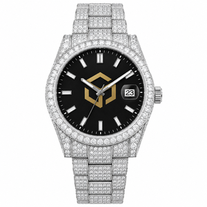 Reloj de pulsera analógico de cuarzo de acero inoxidable de lujo para hombre, caja octogonal, esfera azul, fase lunar, fecha - Product Image 1